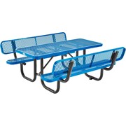 GLOBAL INDUSTRIAL 4' Rectangular Outdoor Expanded Metal Picnic Table With Backrests, Blue 277620BL